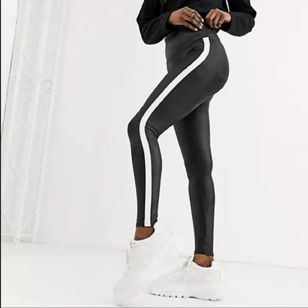 Spanx Side Stripe Faux Leather Leggings